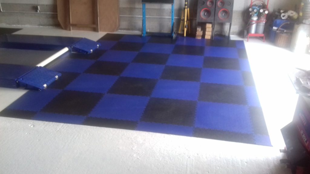 Blue-black garage floor, France