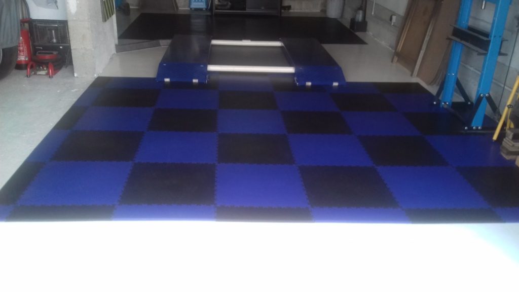 Blue-black garage floor, France